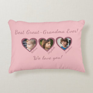Cojín Decorativo La mejor gran Personalizado de tres fotos