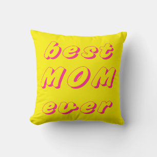 Cojín Decorativo La mejor madre jamás rosa amarillo mínimo