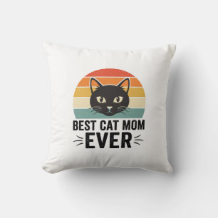 Cojín Decorativo La Mejor Mamá de Gatos Retro Cara de Gato Diseño V