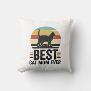 Cojín Decorativo La Mejor Mamá de Gatos Vintage Gato Negro Diseño R