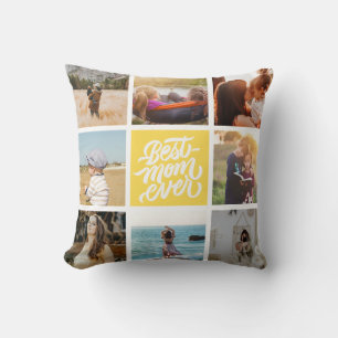Cojín Decorativo La mejor mamá del Collage de fotos personalizado a