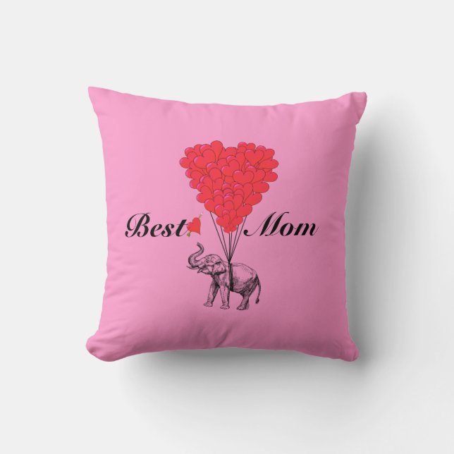 Cojín Decorativo La mejor mamá del elefante romántico divertido (Anverso)