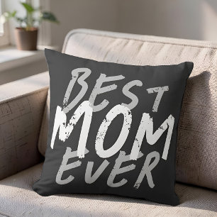 Cojín Decorativo La Mejor Mamá del Mundo Moderno Grunge Blanco y Gr