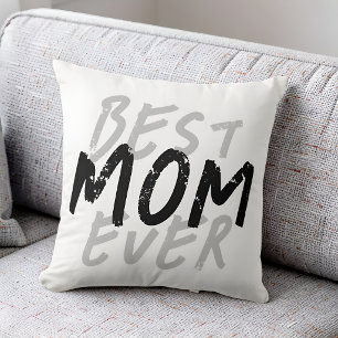 Cojín Decorativo La Mejor Mamá del Mundo Moderno Grunge Negro y Gri