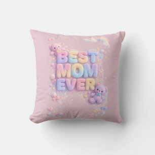 Cojín Decorativo La Mejor Mamá del Mundo – Osito de Peluche Pastel
