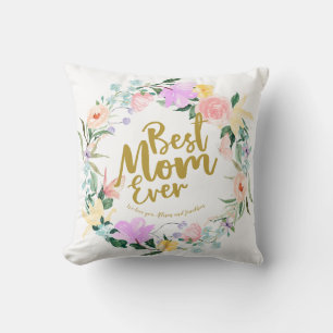 Cojín Decorativo La Mejor Mamá Floral Personalizada