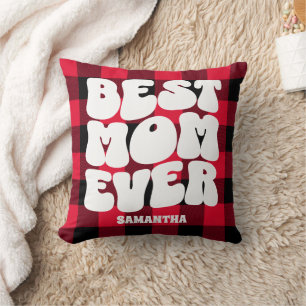 Cojín Decorativo La mejor mamá que ha tocado un búfalo rojo ruso Na