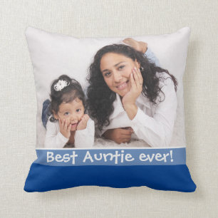 Cojín Decorativo La mejor tía que te ame más de 2 foto azul