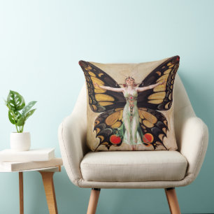 Cojín Decorativo La metamorfosis de la chica Flapper a mariposa 192