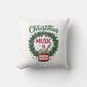 Cojín Decorativo La música de Navidad es un jarrón de piña de Navid