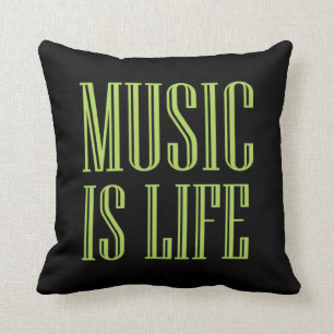 Cojín Decorativo "La Música Es La Vida" Negro Y Verde