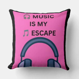 COJÍN DECORATIVO 🎧 LA MÚSICA ES MI 🎵 ESCAPADA