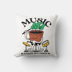 Cojín Decorativo La música hace que crezca el baterista de la plant