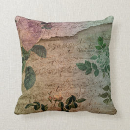 Cojín Decorativo La música Rosa vintage escribe sobre problemas