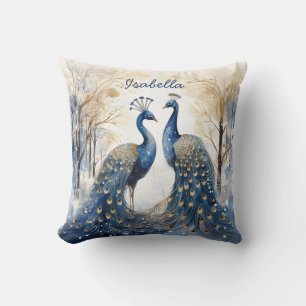 Cojín Decorativo La naturaleza de cumpleaños de mamá ama a Peacock 