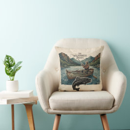 Cojín Decorativo "La naturaleza espera" Diseño de pesca vintage