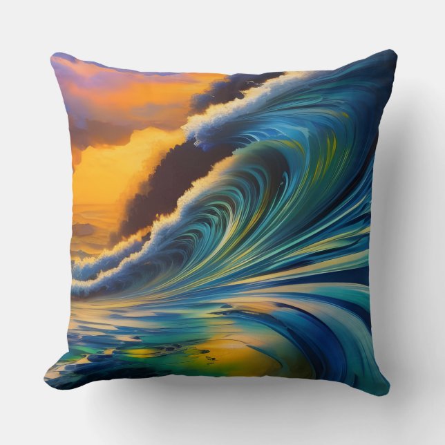 Cojín Decorativo La ola al amanecer (Anverso)