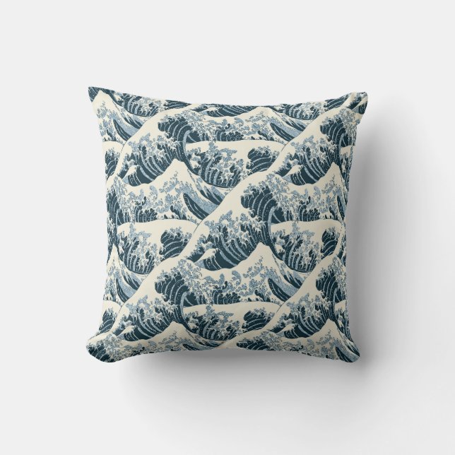 Cojín decorativo - La ola de Hokusai (Anverso)