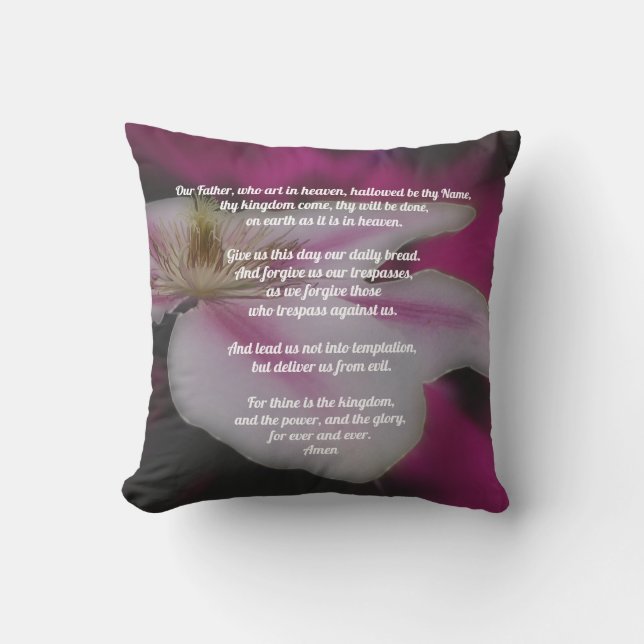 Cojín Decorativo La oración del Señor Nuestro Padre Clematis (Anverso)
