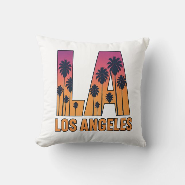 Cojín Decorativo La Palm Trees Sunset Retro Design (Anverso)