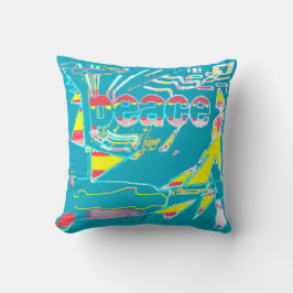 Cojín Decorativo La paz de la imagen de color rojo amarillo Aqua bl