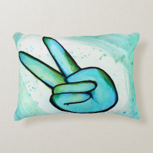 Cojín Decorativo La paz en el Día de la Paz Signo de arte pacífico