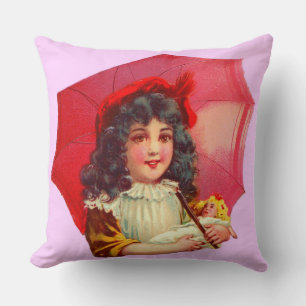 Cojín Decorativo la pequeña chica victoriana y su muñeca