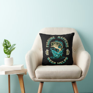 Cojín Decorativo La pesca sucede. ¡La cerveza ayuda!