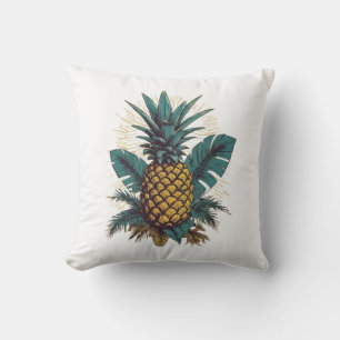 Cojín Decorativo La piña de cosecha moderna deja vacaciones de vera