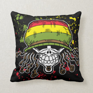 Cojín Decorativo La pintura jamaicana del cráneo del pelo de Rolls