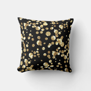 Cojín Decorativo La polka dorada se pega sobre un fondo negro .