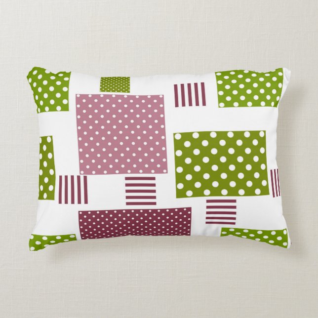 Cojín Decorativo La polka verde marrón de patchwork (Anverso)