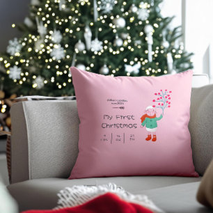 Cojín Decorativo La primera Navidad de bebé - Arte de cordero lindo