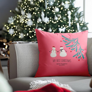 Cojín Decorativo La primera Navidad del bebé - lindo dúo de muñecos
