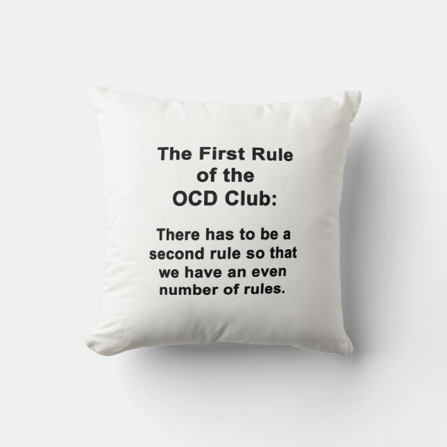 Cojín Decorativo La primera regla del club OCD (Anverso)
