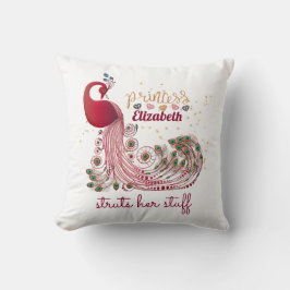 Cojín Decorativo La princesa (nombre) Peacock sacude sus cosas - du