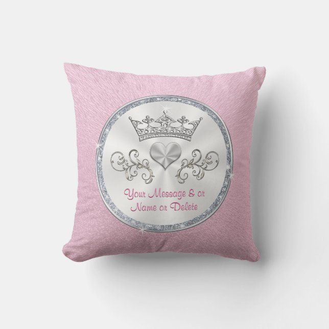 Cojín Decorativo La princesa Tiara Pillow rosa personalizada para C (Anverso)