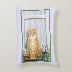 Cojín Decorativo La puerta de lavanda Gato Gingero Personalizado