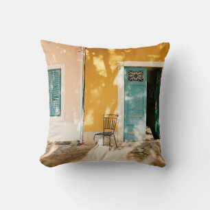 Cojín Decorativo La puerta principal de madera verde medio abierta