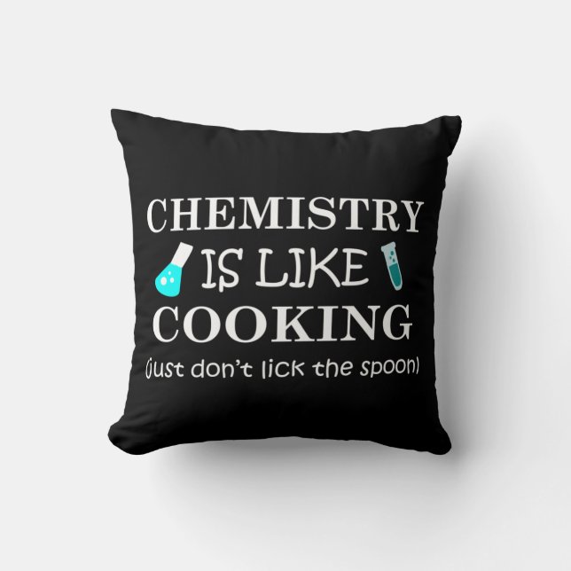 Cojín Decorativo la química es como cocinar no lamer la cuchara (Anverso)
