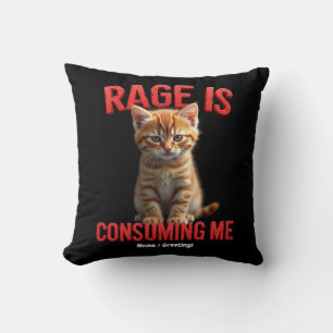 Cojín Decorativo La rabia me consume gato gatito, línea graciosa