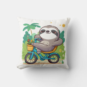 Cojín Decorativo La relajante aventura ciclista de Lazy Sloth