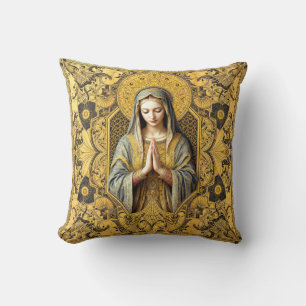 Cojín Decorativo La reverencia opulenta: La Santa Virgen