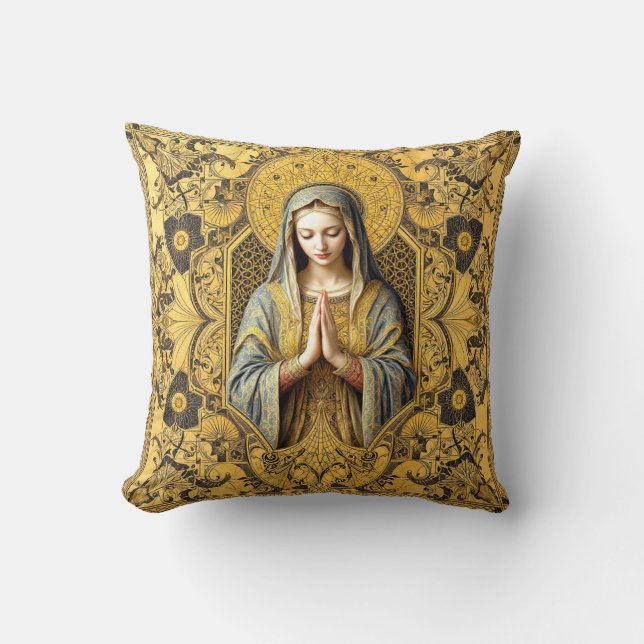 Cojín Decorativo La reverencia opulenta: La Santa Virgen (Anverso)