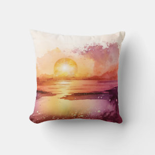 Cojín Decorativo La Serie de Playa de Acuarela Diseño 3
