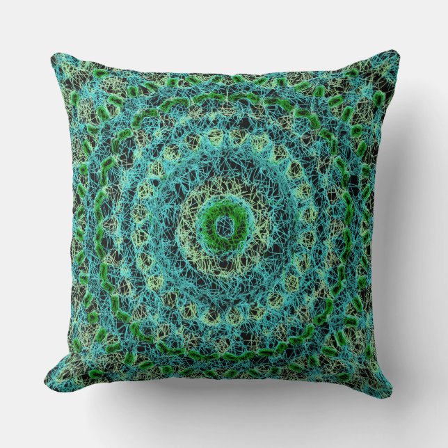 Cojín Decorativo La telaraña azul y verde de la playa (Anverso)