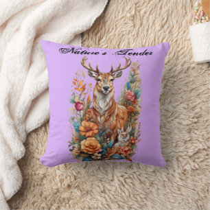 Cojín Decorativo La ternura de la naturaleza: el venado y el alba d