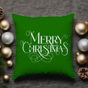 Cojín Decorativo La tipografía blanca del retro navideño sobre el v