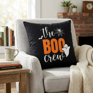 Cojín Decorativo La tripulación de Boo Halloween naranja y negro