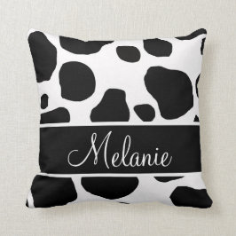 Cojín Decorativo La vaca blanca negra personalizada mancha la